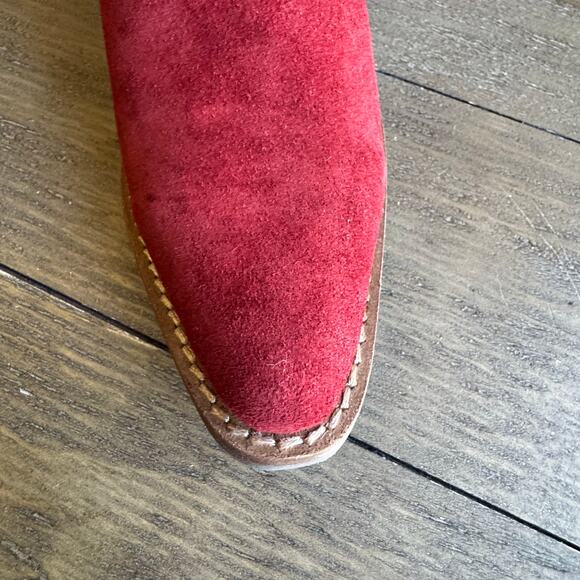 Dingo Red Ankle Boots with Bandana Detail - Picture 9 of 14